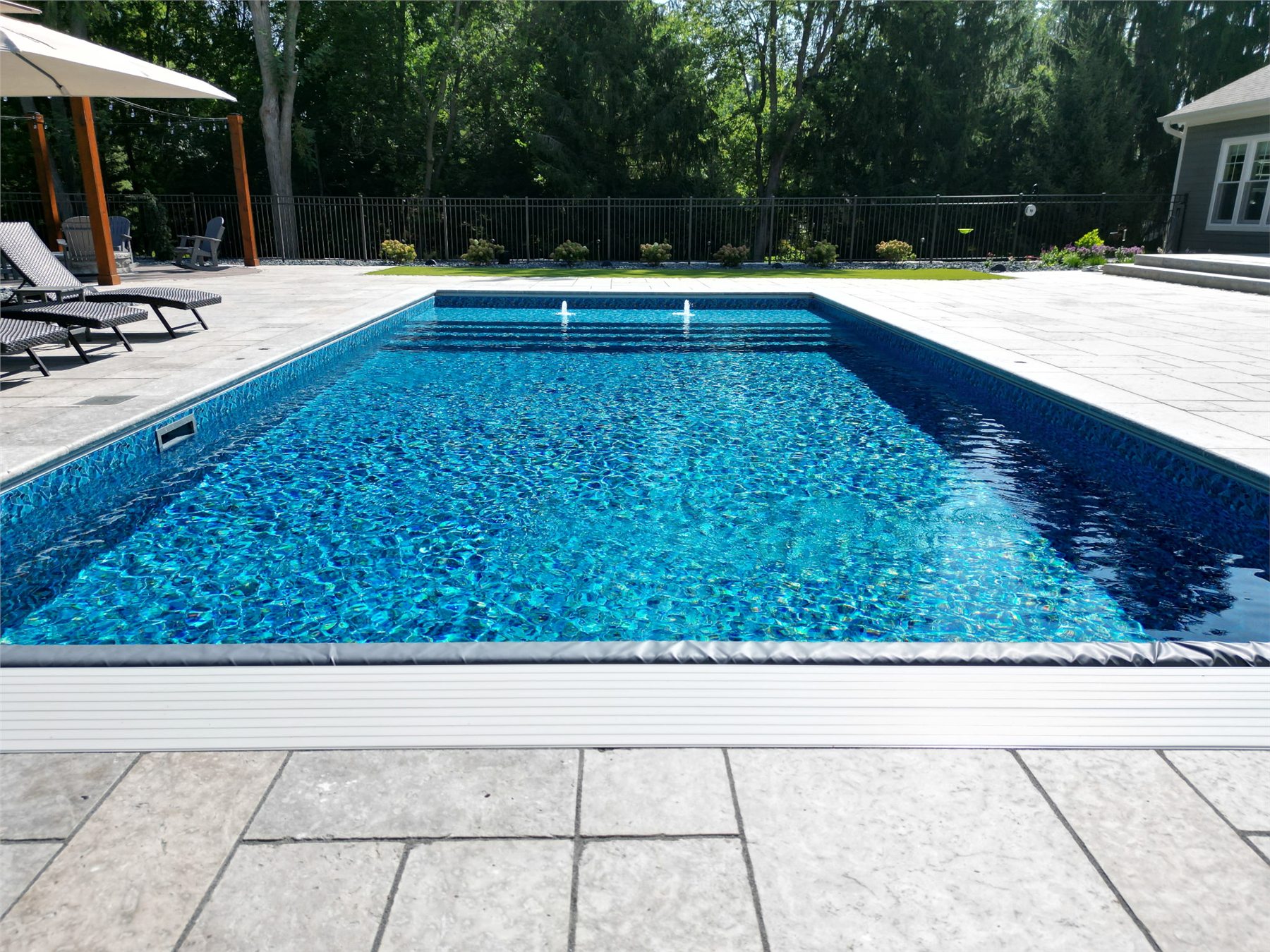Water-level view of a finished Einstein pool